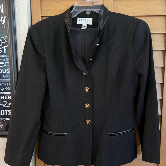 Vintage Renlyn black wool & leather military coat steampunk L blazer - Picture 5 of 8